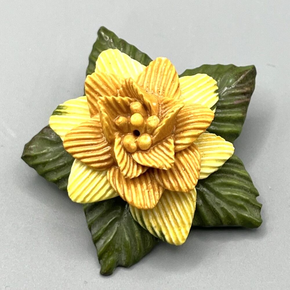 Vtg Aynsley Fine Bone China Brooch 3 Dimensional Flower Made in England